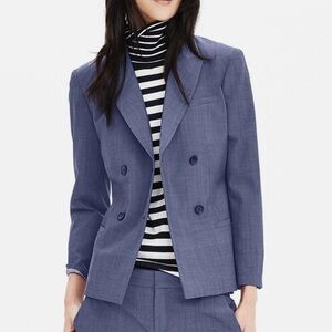 Banana Republic Double Breasted Wool Blazer Classic Chambray Coat Jacket Size 12